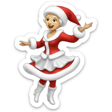 white mrs santa claus dancing sticker