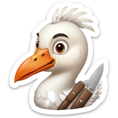 Silly Goose, holding knife in mouth sticker
