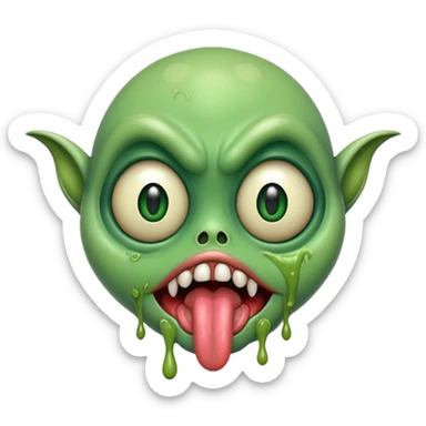  freaky alien with tongue out sticker