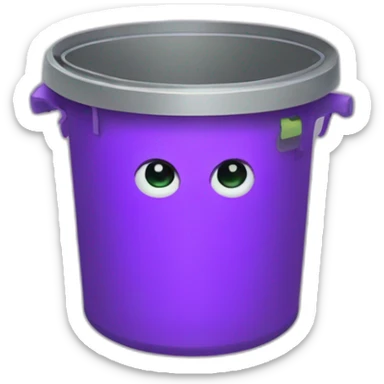 a trash can with a purple brain instead of a lid sticker