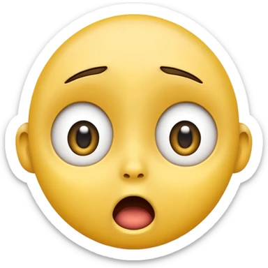 surprised face emoji with wide eyes, open mouth, yellow face sticker
