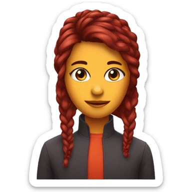 rapariga com cabelo vermelho, abraçada a gata laranja com um laço bordo  sticker