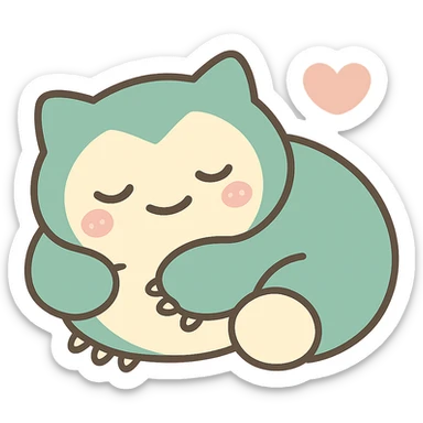 Edit this image of Snorlax sleeping curled up in chibi style emoji. Make sure Snorlax has three toe claws on each foot. Keep the background transparent. sticker
