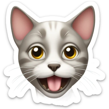cat farting with tongue out and eyes crossed sticker