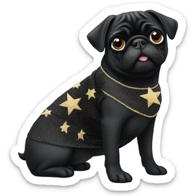 Black pug a Jewish star dress sticker