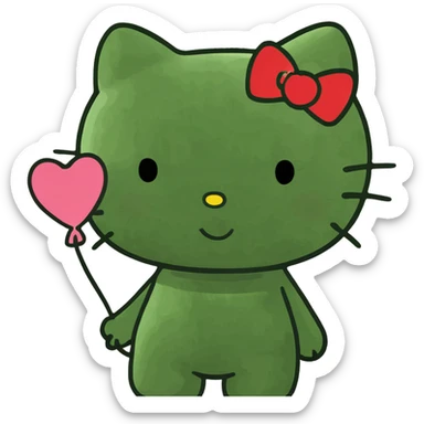 Hello Kitty with a heart-shaped balloon sticker