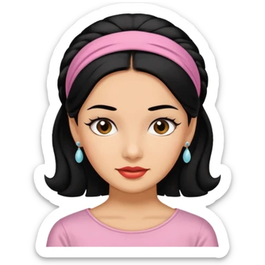 1950s black hair woman with hairnband sticker