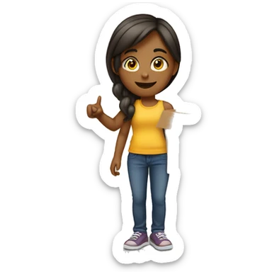 girl-pointing-to-a-box-to-her-right sticker