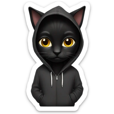 black cat with hoodie  sticker