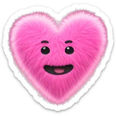 Pink fuzzy heart sticker