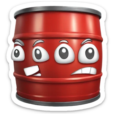 Red oil barrel, cartoon style, 3d, emoji icon style sticker