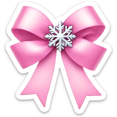 Full pink ribbon bow with silver snowflake sticker