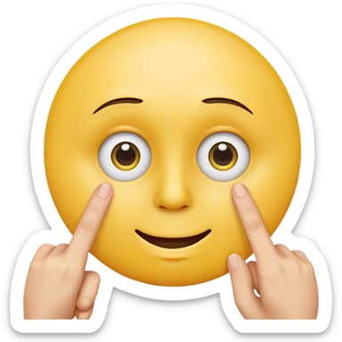 yellow cercle face, cercle eyes, cercle mouth, holding up two fingers sticker