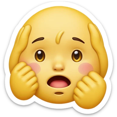Crying yellow emoji with fist in front of mouth sticker