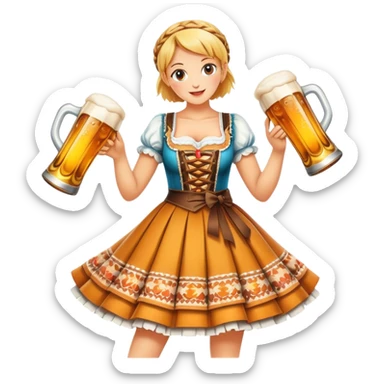 Cinematic Realistic Oktoberfest Pop Culture Emoji, depicting a vibrant celebration with beer, music, and traditional costumes rendered with dynamic textures and festive lighting. sticker