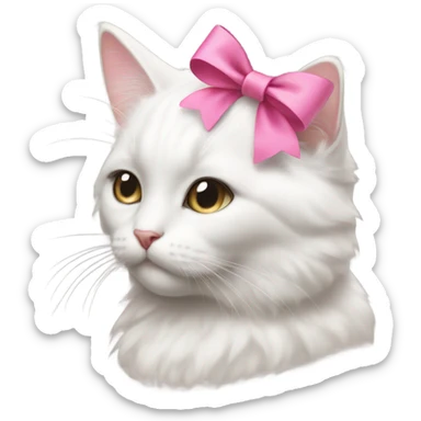 a white cat with a pink bow that is very cute and coquette sticker