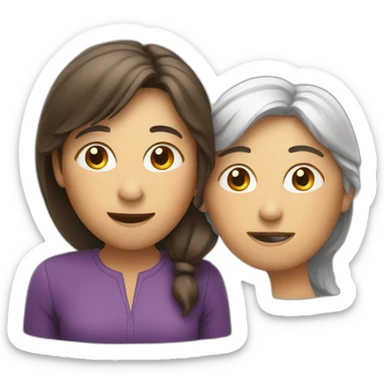 2 women talking, one older and the other an adult sticker