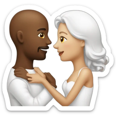 Couple bisous homme et femme blanc brun sticker