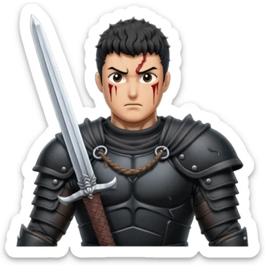 Guts del manga de berserk con su estilo característio sticker