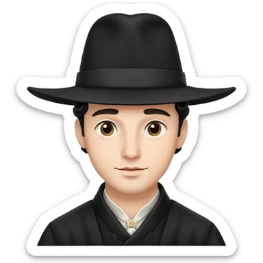 Man emoji with black hat and side curls, resembling a traditional Hasidic Jewish man. sticker