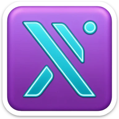 futuristic minimalistic emoji icon, letters "N" formed by three glowing digital lines representing Storm, Atom and NoizeGames, neon purple (#8B5CF6) and cyan (#00E0FF) on dark background, modern tech style, 1:1 aspect ratio sticker