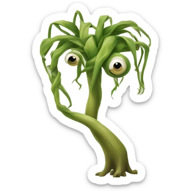bowtruckle: Small, tree-guardian creatures resembling sticks with eyes, flat face, long sharp fingers sticker