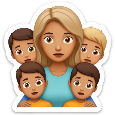 Woman overwhelmed with children sticker