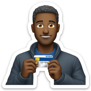Man using visa debit card sticker