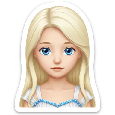 platinum blonde girl with long hair and forelocks, blue eyes. sticker