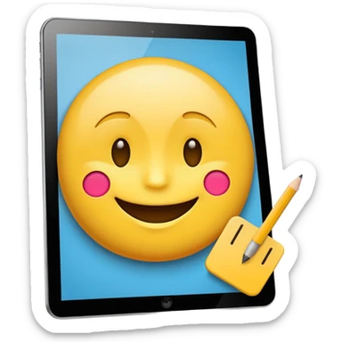 emoji drawing on tablet sticker
