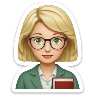librarian teacher with short wavy blonde hair and green eyes sticker
