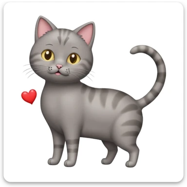 Three legged with back leg missing grey short haired cat farting hearts  sticker