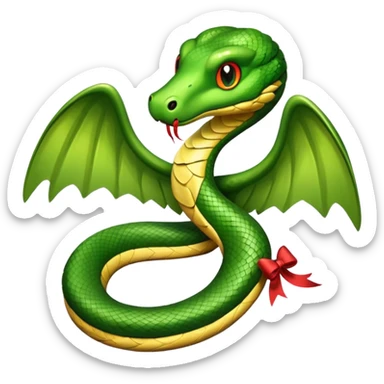 A snake with wings holding a bow sticker