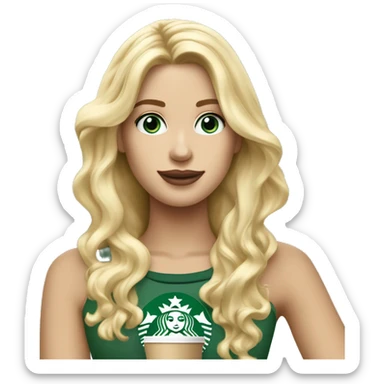 Une blonde cheveux droit  ￼blond yeux bleus qui boit Starbucks  sticker