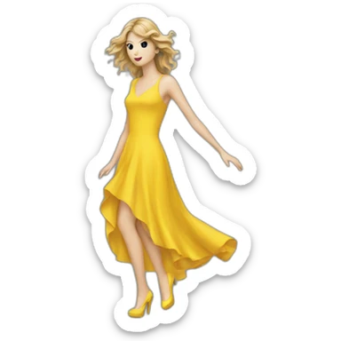 Taylor swift with a yellow dress and hair in the wind sticker