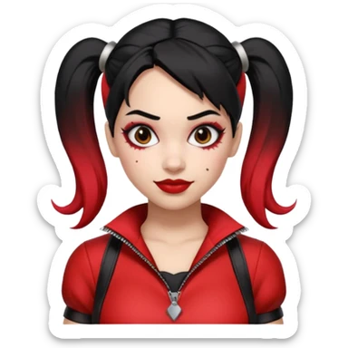 black haired woman in harley queen outfit sticker