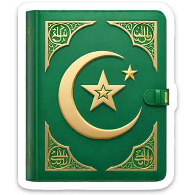 Closed Quran with the Islamic Symbol on it (moon and star) green and only 1 star sticker