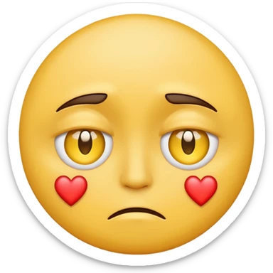 A yellow circular frowning Face with a heart above one eye and a tear under the other sticker