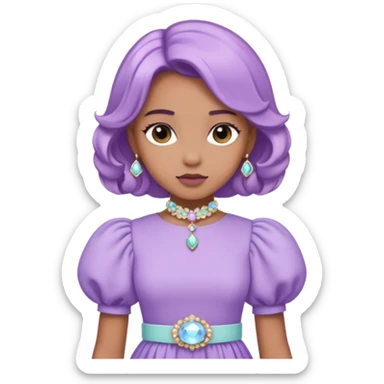 A pastel purple dress with puffed sleeves and gemstone belt.




























 sticker
