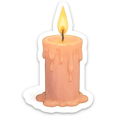 pink pastel candle with soft aesthetic and gentle lighting in ghibli style sticker