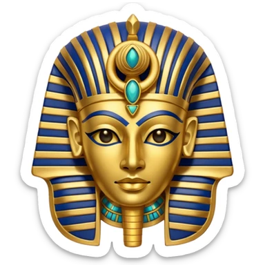 Discord emoji for "RA Silkroad", Ancient Egyptian theme, Pharaoh mask, Ankh, Scarab, Eye of Horus, colorful, shiny gold, small, clear.
 sticker