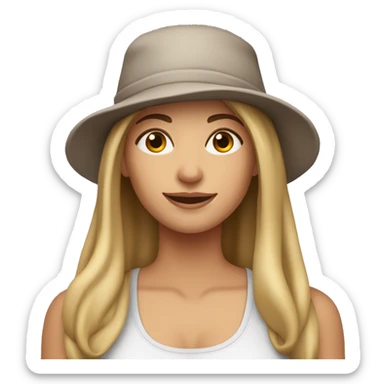 A mom wearing a hat and a workout outfit with straight long hair with brown and blonde hair. ￼ sticker