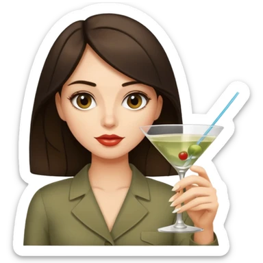 Brunette girl drinking a large dirty martini  sticker