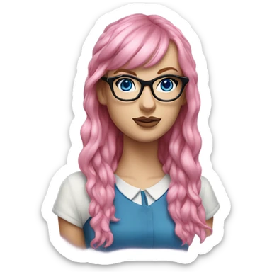 Hyper Realistic Taylor Swift blue eyes and glasses with pink hair  sticker