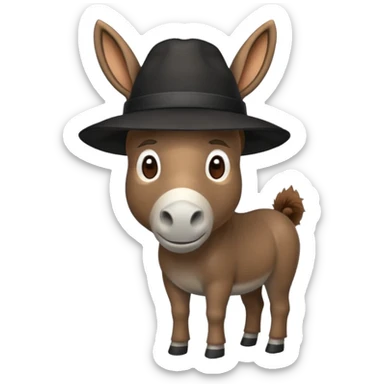 donkey with black hat sticker
