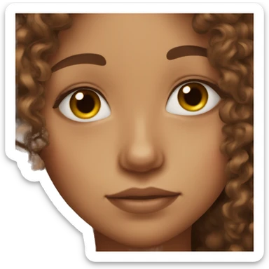 Brown Curly hair clear skin girl nap sticker