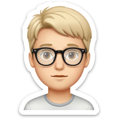 realistic portrait of boy with glasses sticker