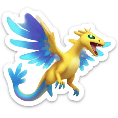 Celestial Colorful Vibrant Colors Flying Advanced Fakémon-Legendary-Pokémon-Creature Full Body sticker