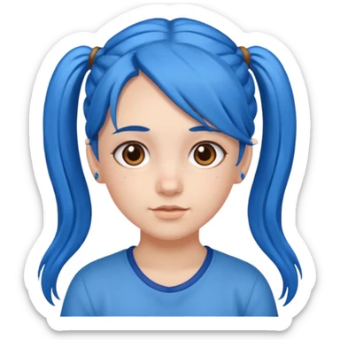 long blue hair girl in pig tails with brown eyes  sticker