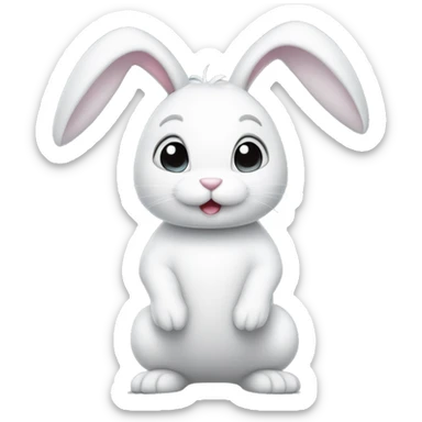 White bunny with airplane ears, standing on its hind legs sticker